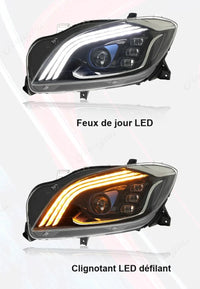 LED Headlights Mercedes ML W166 2012-2015 AMG Projector Lens - three-quarter view - Becquet Voiture