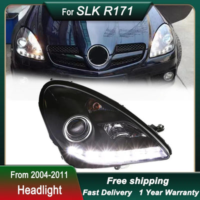 Phares LED Mercedes SLK R171 SLK200 SLK300 2004-2011 DRL - vue de trois-quarts - Becquet Voiture