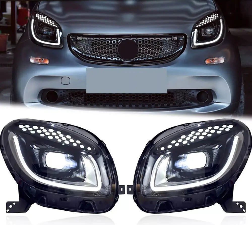 Phares LED Mercedes Smart 453 2014-2020 Look Premium Clair - vue de face - Becquet Voiture