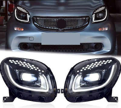 Phares LED Mercedes Smart 453 2014-2020 Look Premium Clair - vue de face - Becquet Voiture