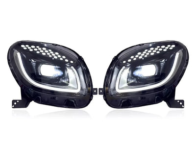 Phares LED Mercedes Smart 453 2014-2020 Look Premium Clair - vue de profil - Becquet Voiture