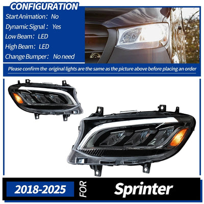 Phares LED Mercedes Sprinter 2018-2023 - détail du montage - Becquet Voiture