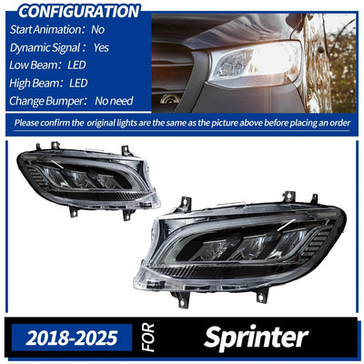 Phares LED Mercedes Sprinter 2018-2023 - vue rapprochée - Becquet Voiture