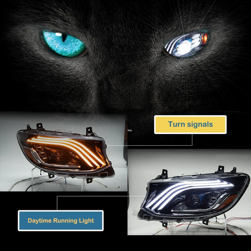 LED Headlights Mercedes Sprinter W907 2018-2023 Maybach Style - studio packshot - Becquet Voiture