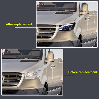 Phares LED Mercedes Sprinter W907 2018-2023 (réf. 2) - vue de trois-quarts - Becquet Voiture