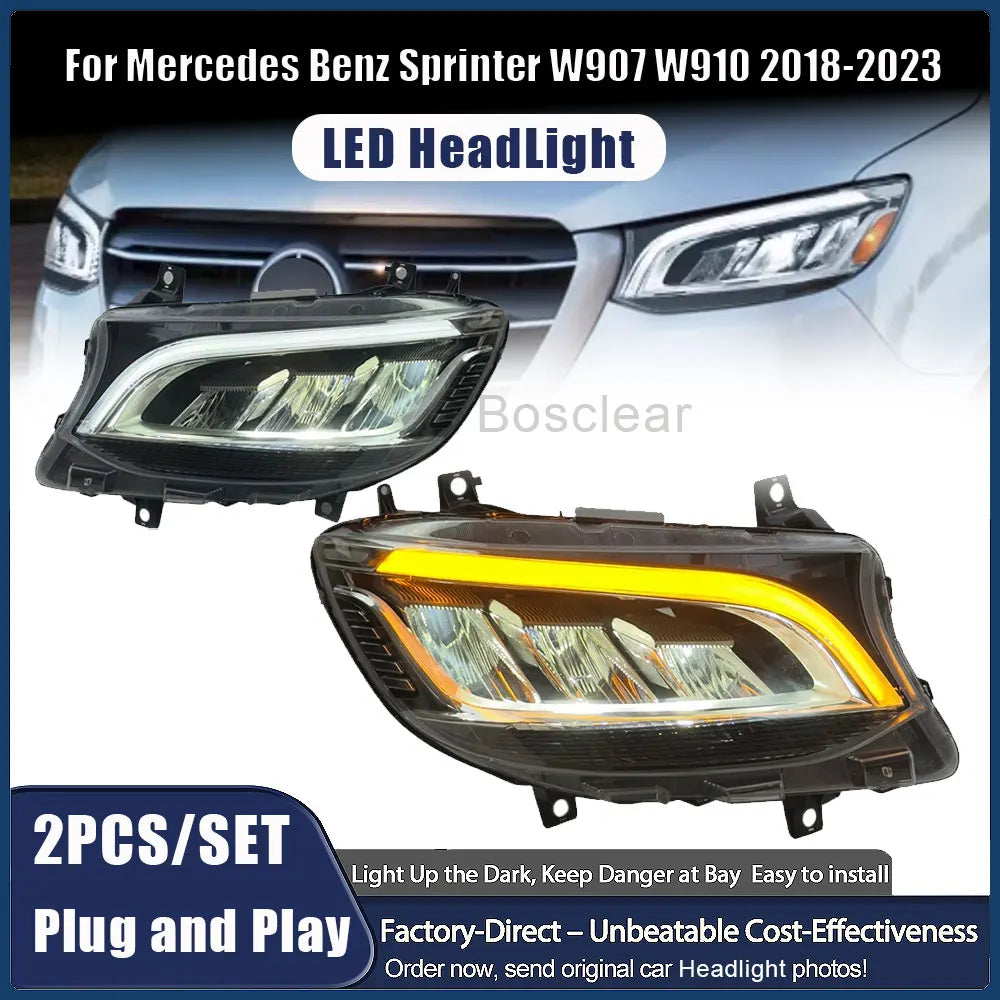 Phares LED Mercedes Sprinter W907 W910 2019-2023 - vue de face - Becquet Voiture