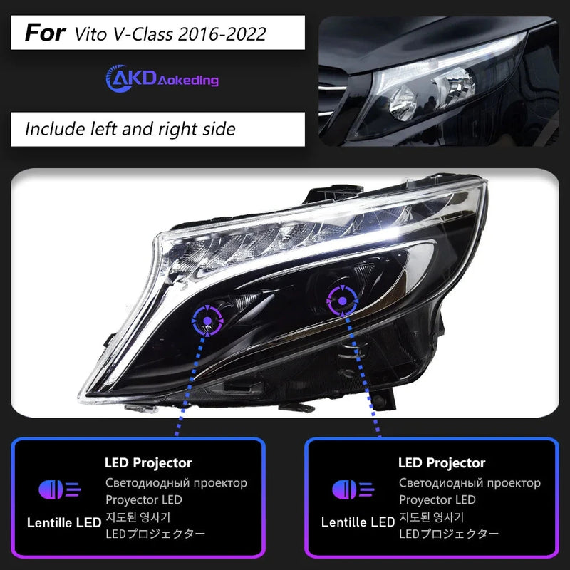 LED Headlights Mercedes Vito 2013-2019 - fitting detail - Becquet Voiture