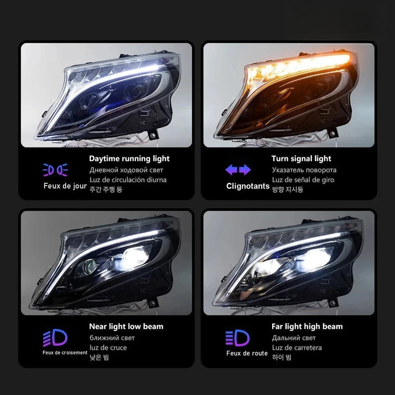 LED Headlights Mercedes Vito 2013-2019 - rear view - Becquet Voiture