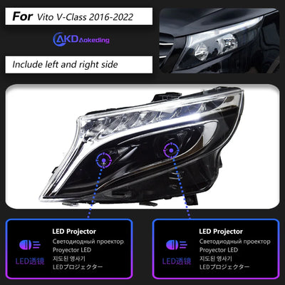 Phares LED Mercedes Vito W447 2015-2022 - détail du montage - Becquet Voiture