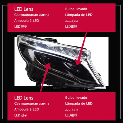 Phares LED Mercedes Vito W447 2015-2022 - vue rapprochée - Becquet Voiture