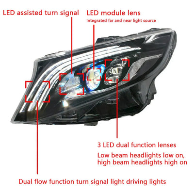 Phares LED Mercedes Vito W447 2016-2020 - vue de profil - Becquet Voiture