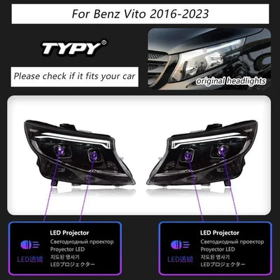 Phares LED Mercedes Vito W447 2016-2023 - détail du montage - Becquet Voiture
