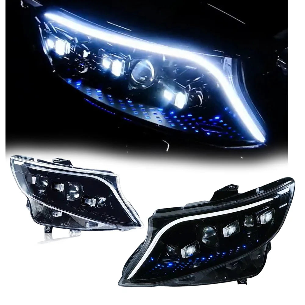 Phares LED Mercedes Vito W447 2016-2023 Feux Jour Clignotant - vue de face - Becquet Voiture