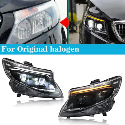 Phares LED Mercedes Vito W447 2016-2023 (réf. 2) - détail du montage - Becquet Voiture