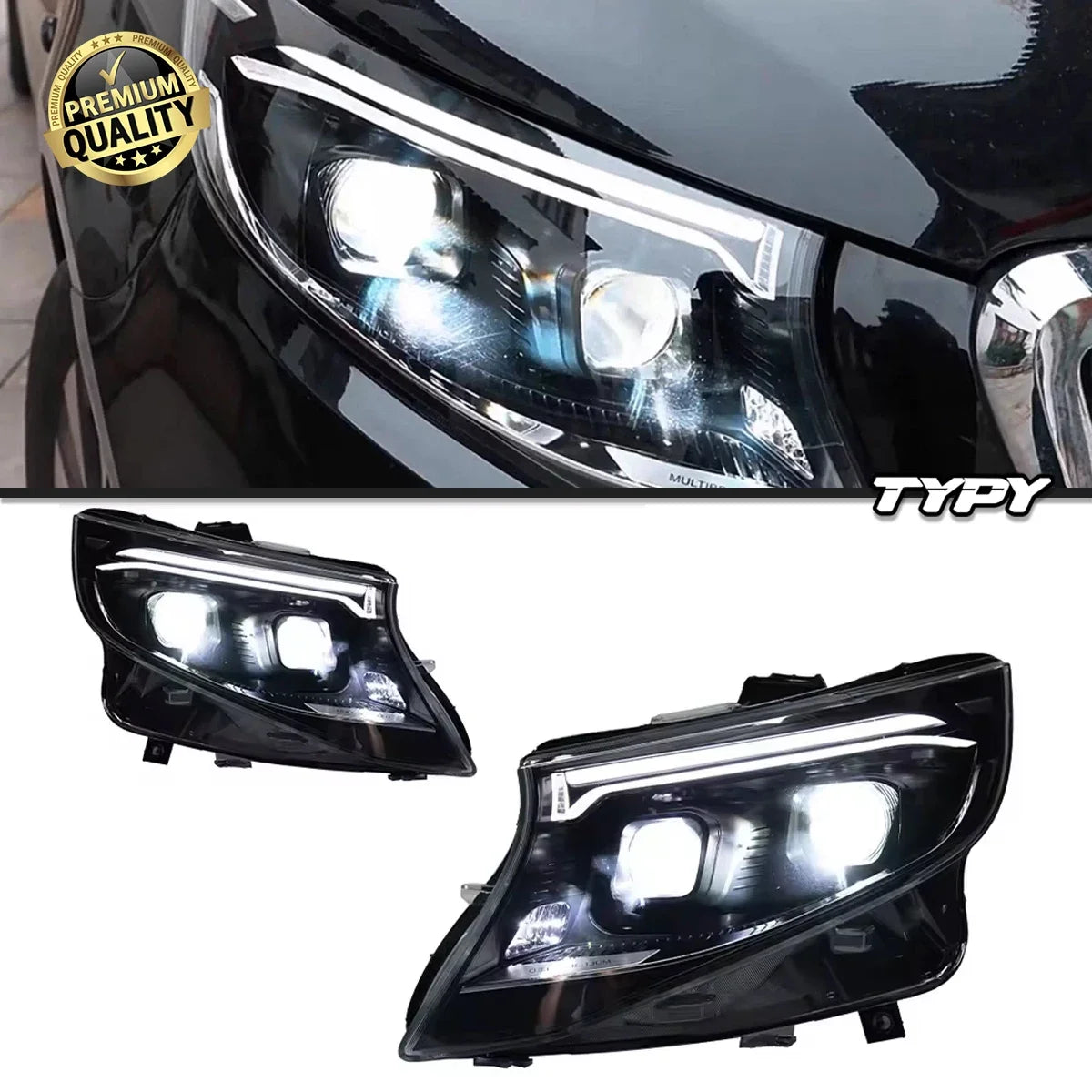 Phares LED Mercedes Vito W447 2016-2023 - vue de face - Becquet Voiture