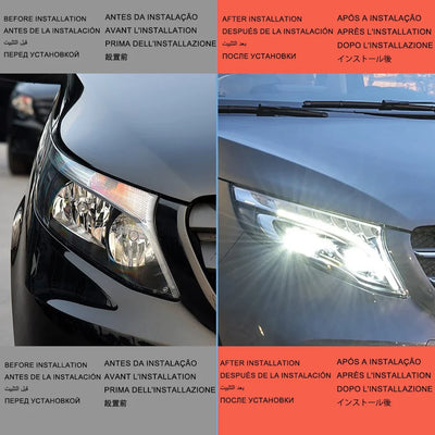 Phares LED Mercedes Vito W447 Classe V 2016-2023 Look Premium - vue de trois-quarts - Becquet Voiture
