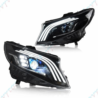 Phares LED Mercedes Vito W447 Metris Maybach Style 2016-2025 - détail du montage - Becquet Voiture