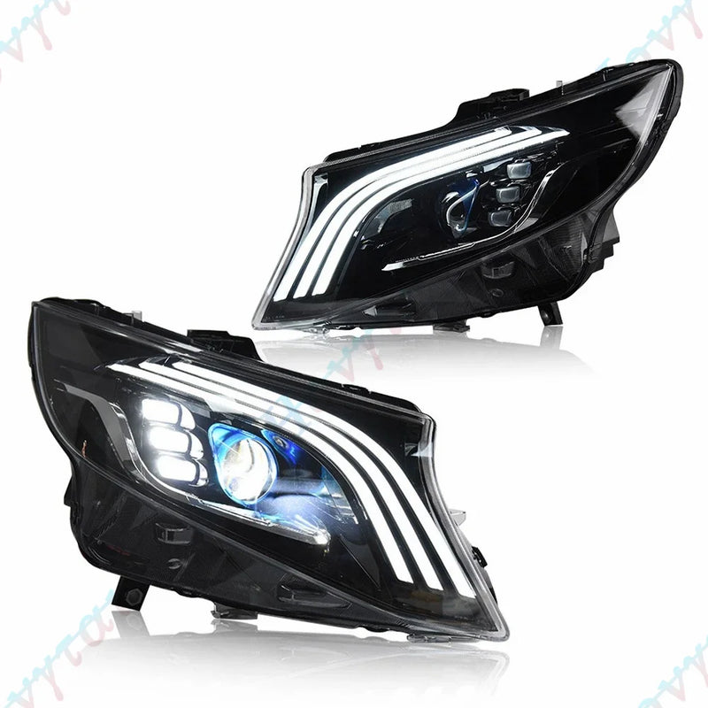 Phares LED Mercedes Vito W447 Metris Maybach Style 2016-2025 - détail du montage - Becquet Voiture