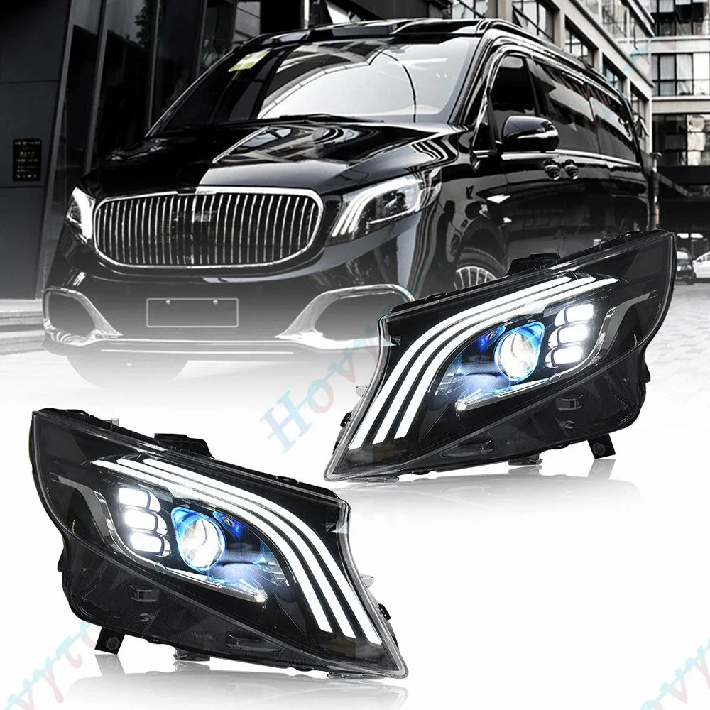 Phares LED Mercedes Vito W447 Metris Maybach Style 2016-2025 - vue de face - Becquet Voiture