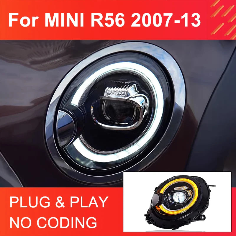 Phares LED Mini Cooper R56 R57 R58 R59 2007-2013 - vue de face - Becquet Voiture