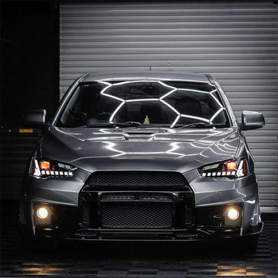 Phares LED Mitsubishi Lancer EVO Sequentiels 2008-2018 - packshot studio - Becquet Voiture