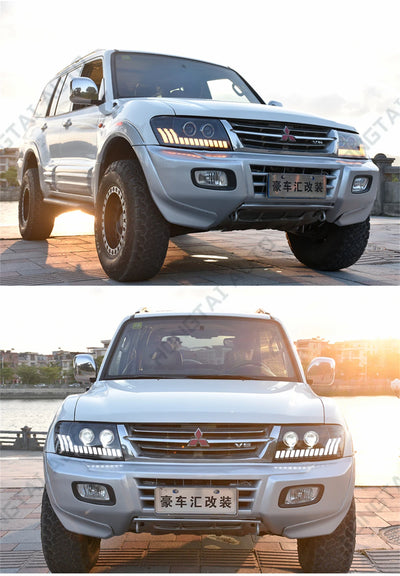 Phares LED Mitsubishi Pajero Montero V73 V77 - installé sur véhicule - Becquet Voiture