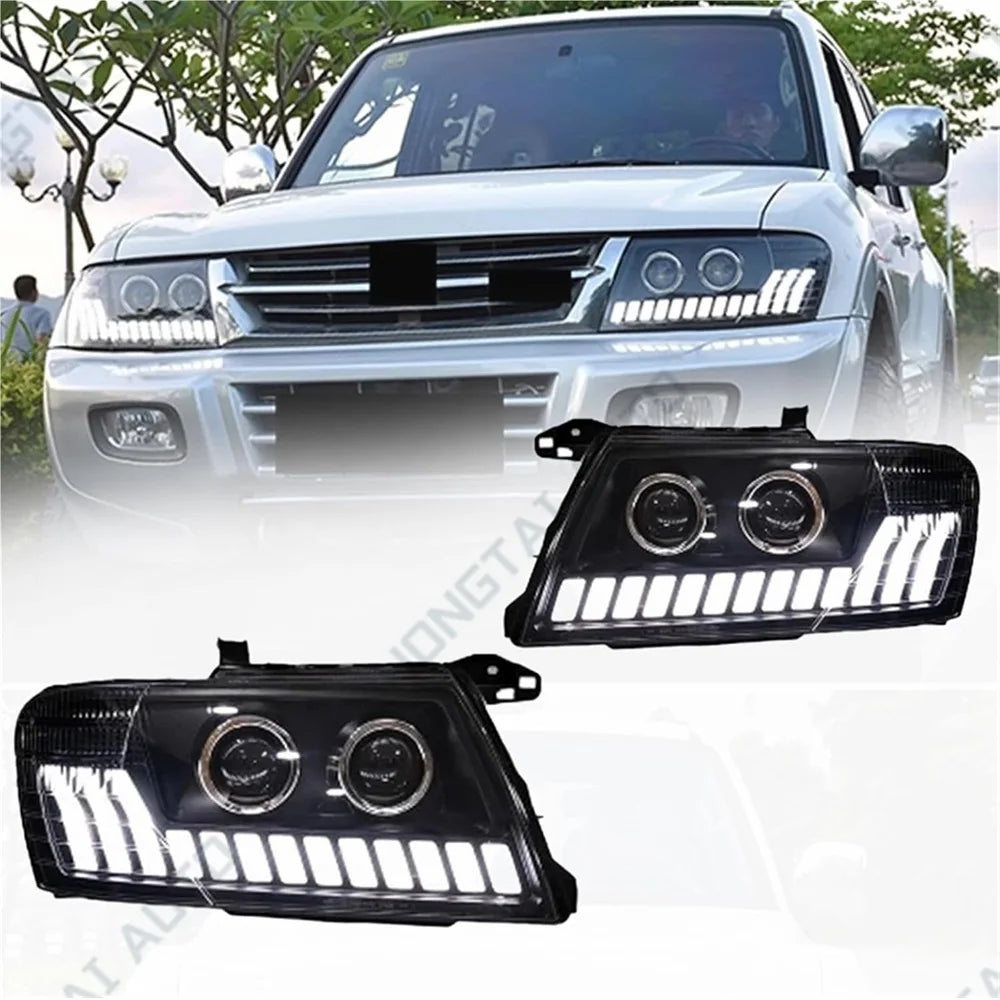 Phares LED Mitsubishi Pajero Montero V73 V77 - vue de face - Becquet Voiture