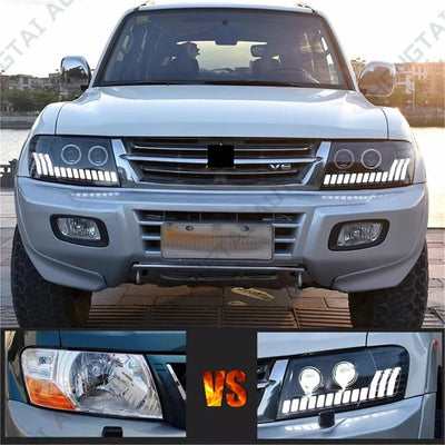 Phares LED Mitsubishi Pajero Montero V73 V77 - vue de profil - Becquet Voiture