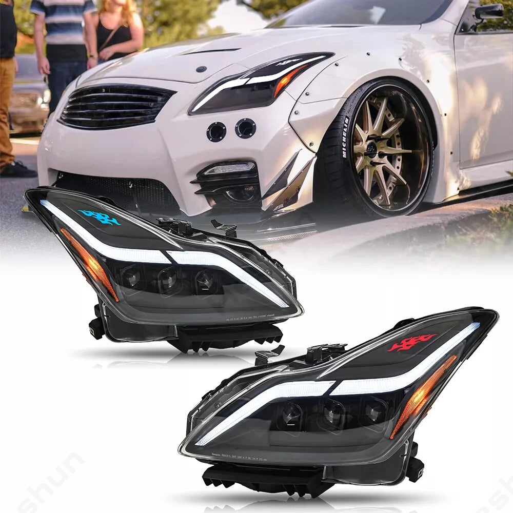 Phares LED Paire Infiniti G37 Q60 Coupe 2008-2015 - vue de face - Becquet Voiture