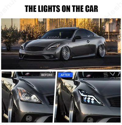 Phares LED Paire Infiniti G37 Q60 Coupe 2008-2015 - vue de profil - Becquet Voiture