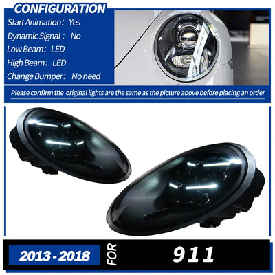 Phares LED Porsche 911 991 2012-2018 - détail du montage - Becquet Voiture