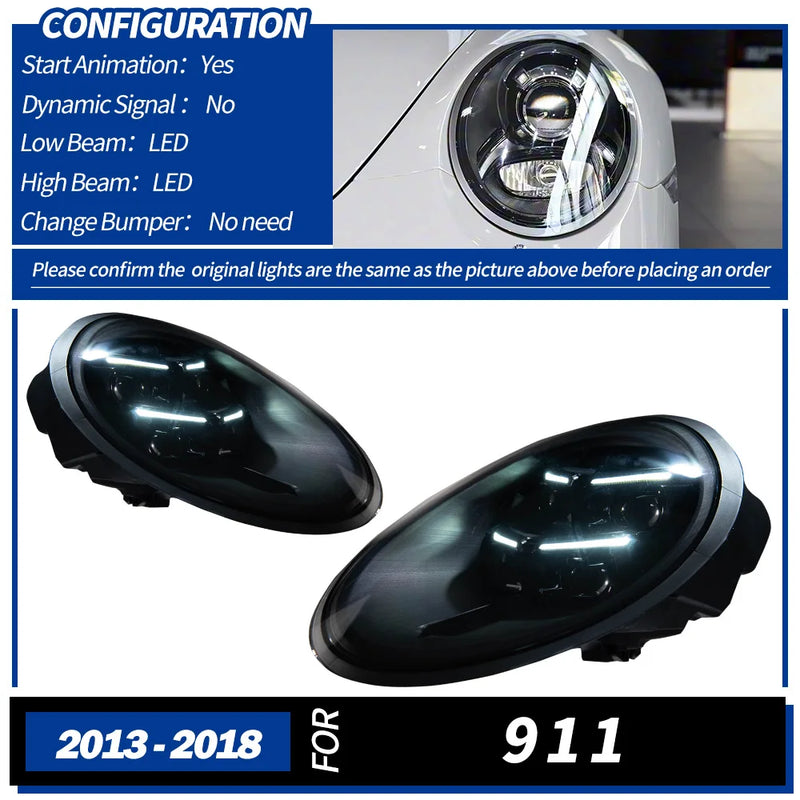 Phares LED Porsche 911 991 2012-2018 - détail du montage - Becquet Voiture