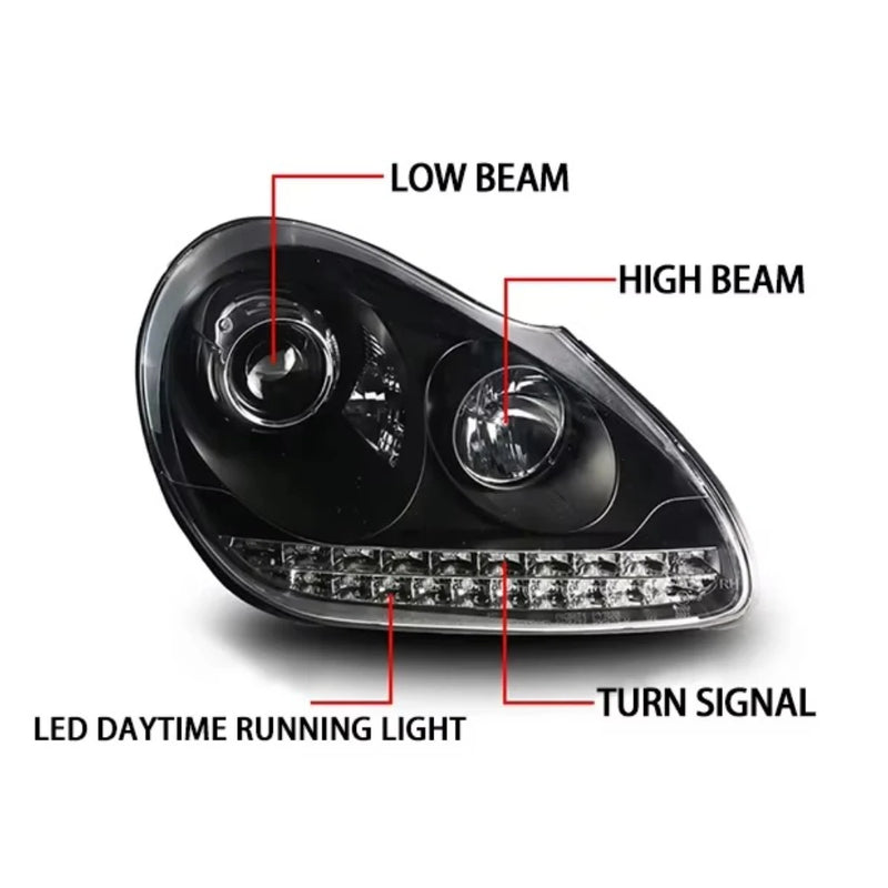 Phares LED Porsche Cayenne 955 2003-2008 - vue de profil - Becquet Voiture