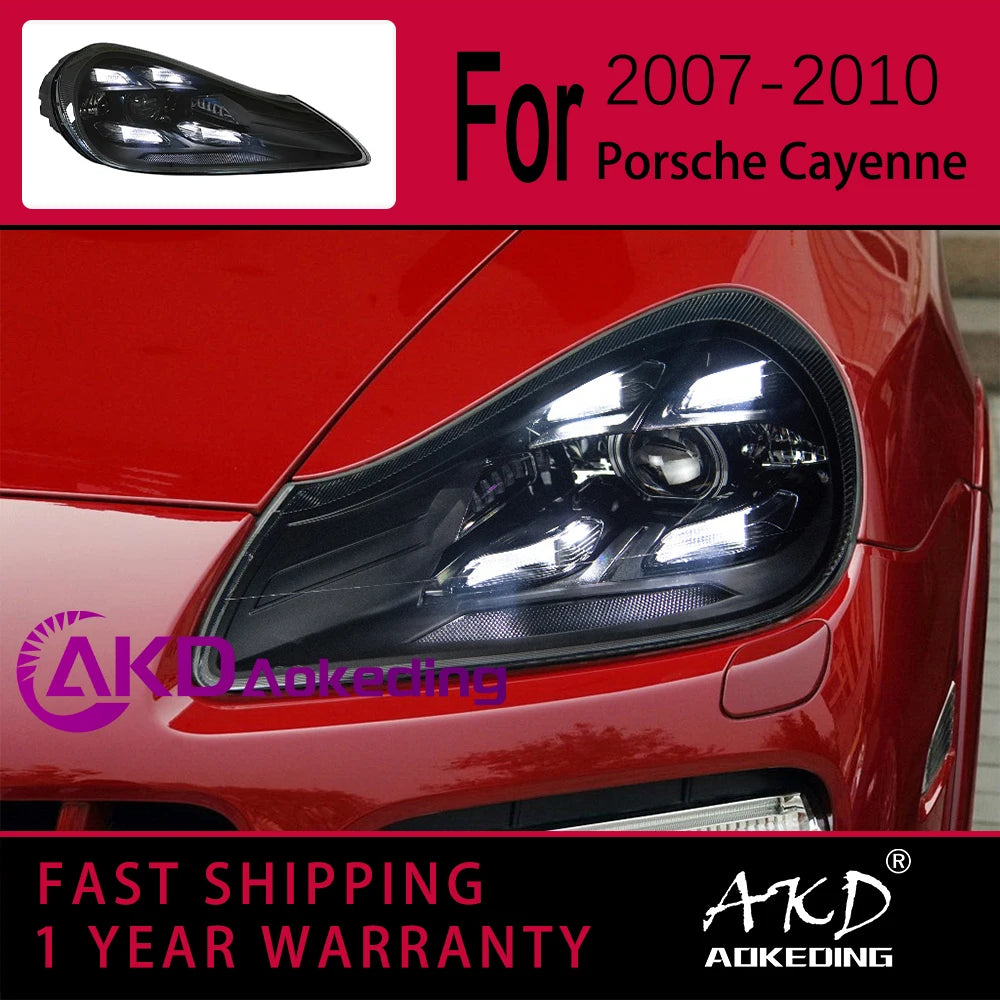 Phares LED Porsche Cayenne 957 2007-2010 (réf. 2) - vue de face - Becquet Voiture