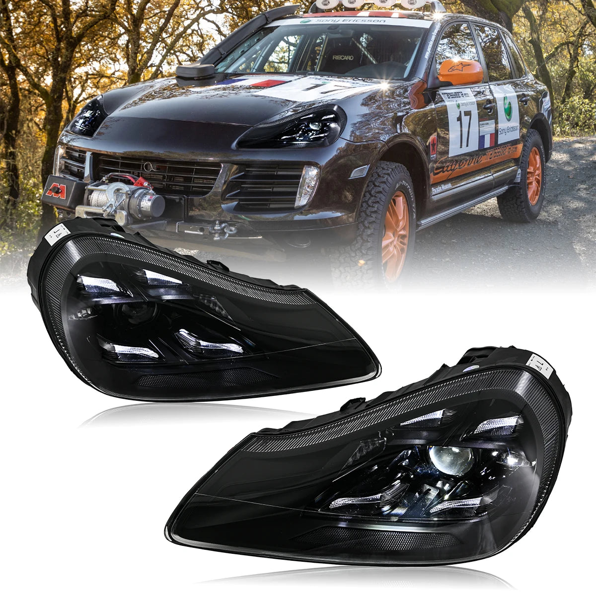 Phares LED Porsche Cayenne 957 2007-2010 - vue de face - Becquet Voiture