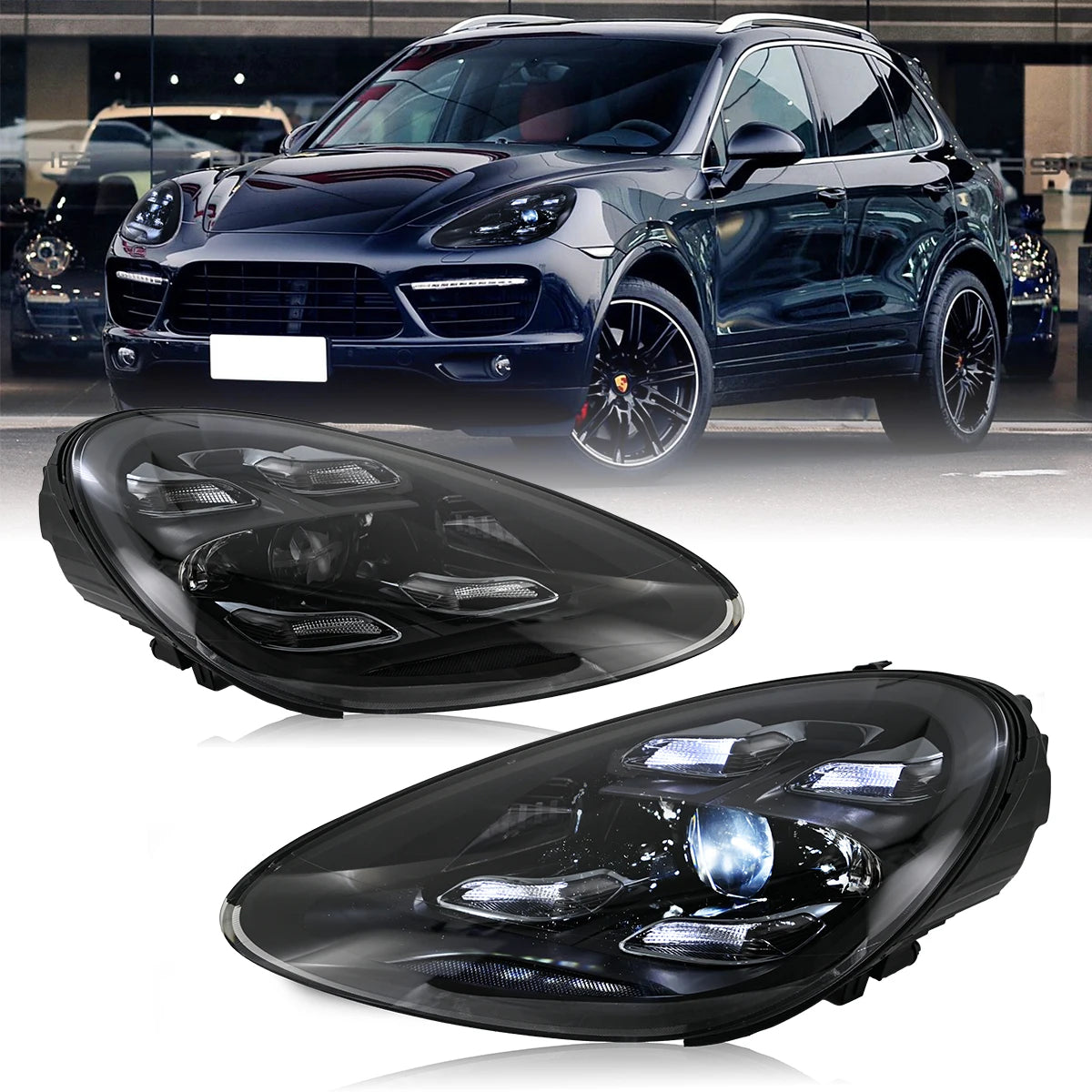 Phares LED Porsche Cayenne 958 2011-2017 - vue de face - Becquet Voiture
