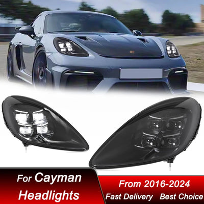 Phares LED Porsche Cayman Boxster 718 2016-2024 - vue de face - Becquet Voiture