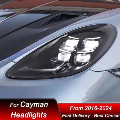 Phares LED Porsche Cayman Boxster 718 2016-2024 - vue de trois-quarts - Becquet Voiture