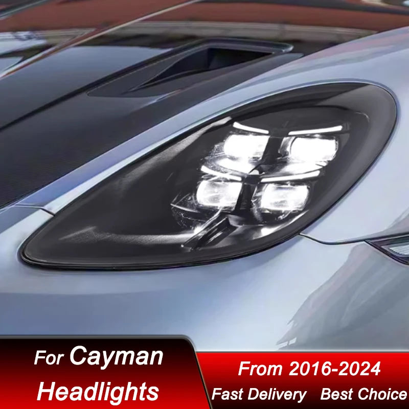Phares LED Porsche Cayman Boxster 718 2016-2024 - vue de trois-quarts - Becquet Voiture