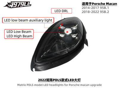 Phares LED Porsche Macan 2014-2022 - packshot studio - Becquet Voiture