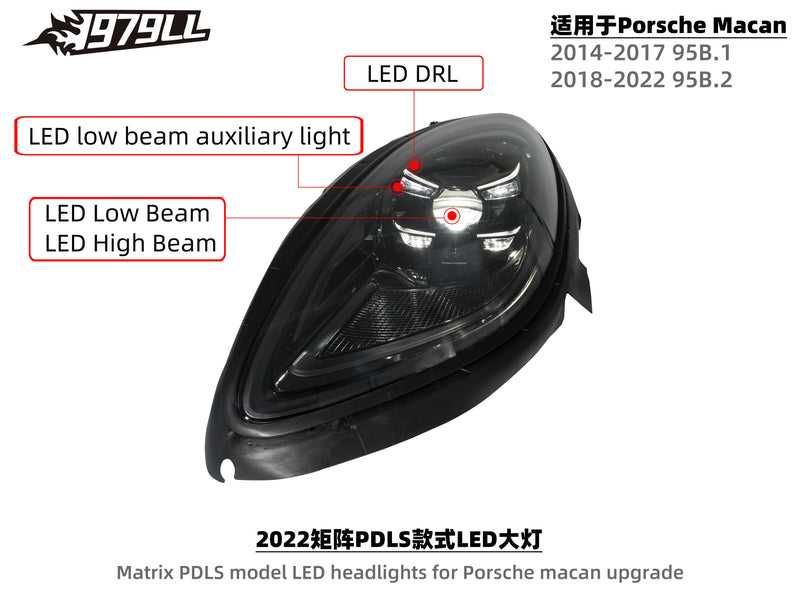 Phares LED Porsche Macan 2014-2022 - packshot studio - Becquet Voiture