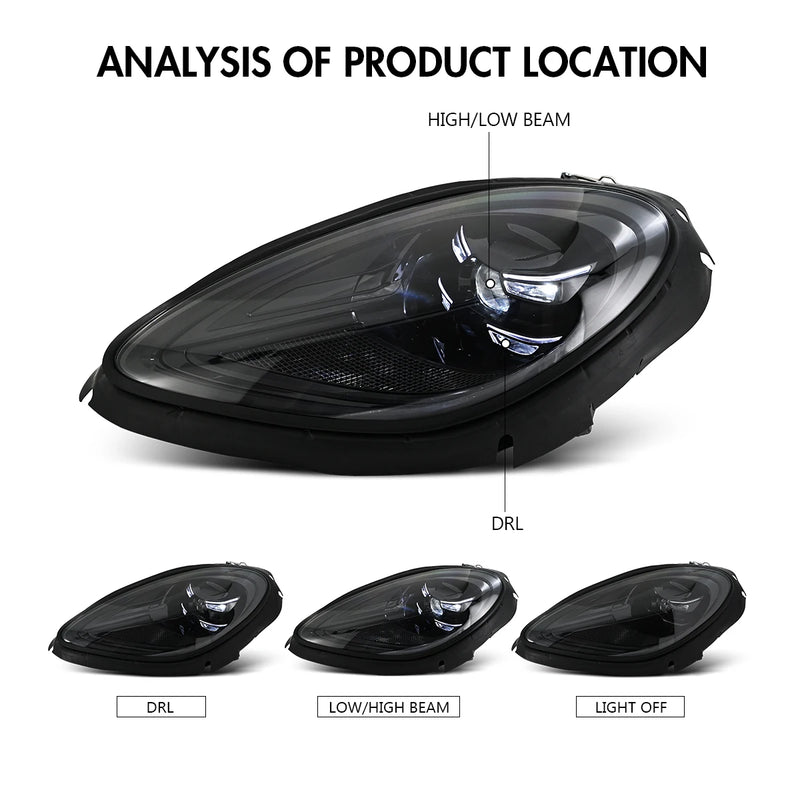 Phares LED Porsche Macan 95B 2014-2017 - installé sur véhicule - Becquet Voiture
