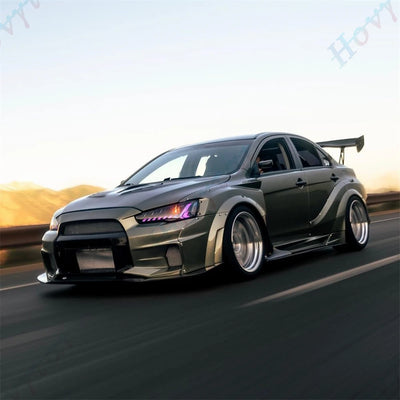 Phares LED Projecteur Mitsubishi Lancer EVO X - installé sur véhicule - Becquet Voiture