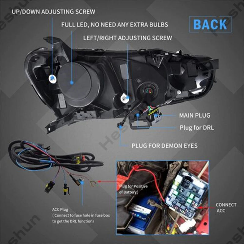 Phares LED Projecteur Mitsubishi Lancer EVO X - packshot studio - Becquet Voiture