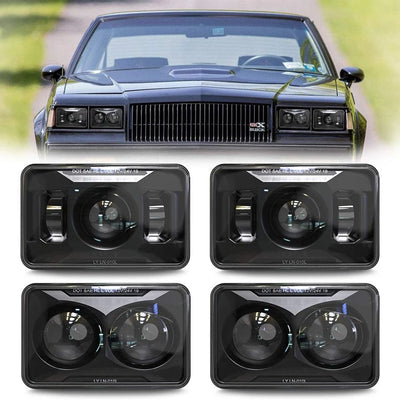 Phares LED Rectangulaires 4x6 Peterbilt Kenworth - vue de face - Becquet Voiture