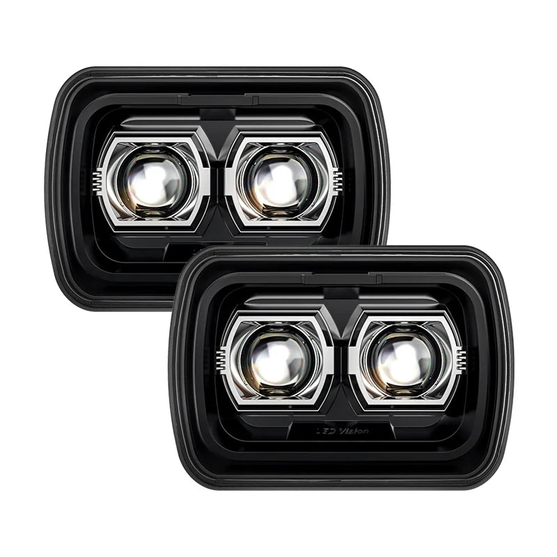 Phares LED Rectangulaires Jeep Wrangler YJ - détail du montage - Becquet Voiture