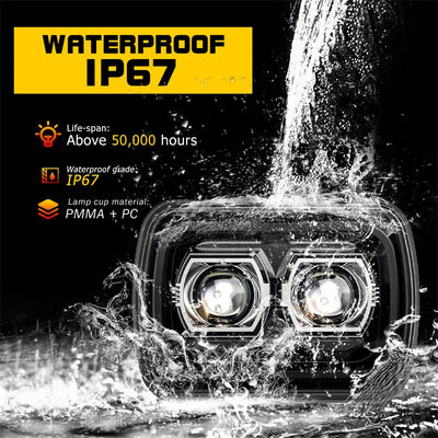 Phares LED Rectangulaires Jeep Wrangler YJ - installé sur véhicule - Becquet Voiture