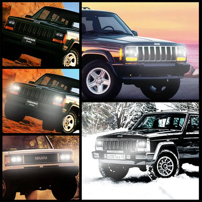 Phares LED Rectangulaires Jeep Wrangler YJ - packshot studio - Becquet Voiture