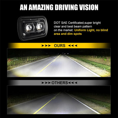 Phares LED Rectangulaires Jeep Wrangler YJ - vue arrière - Becquet Voiture