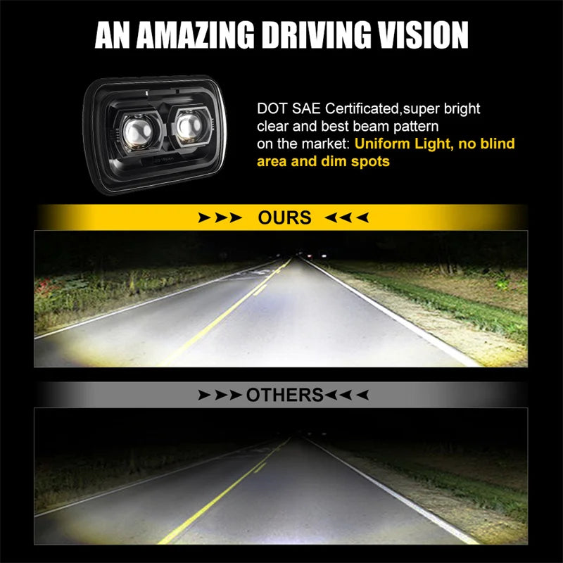 Phares LED Rectangulaires Jeep Wrangler YJ - vue arrière - Becquet Voiture